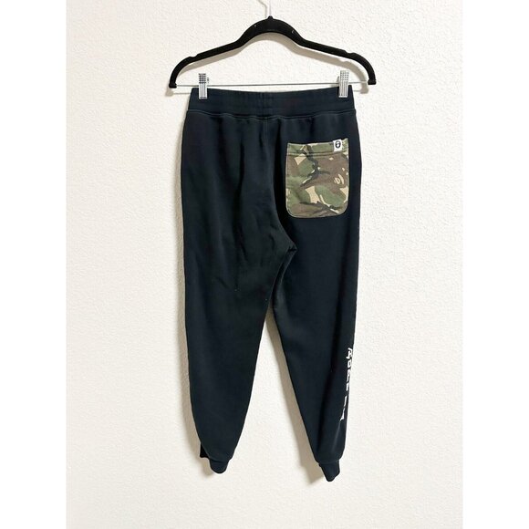 AAPE by A Bathing Ape Jogger Sweatpants Camo Pocket Fleece Black Men Small - Picture 2 of 6